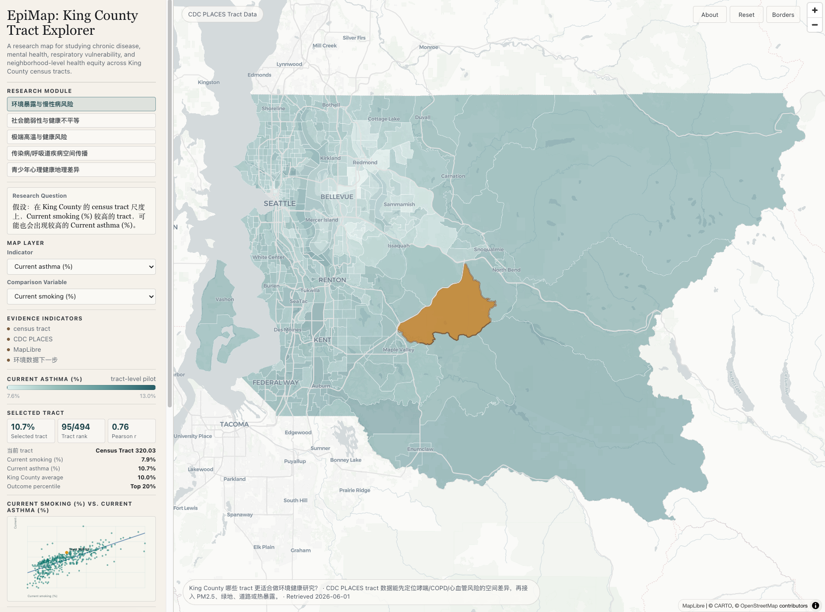 EpiMap: King County Tract Explorer